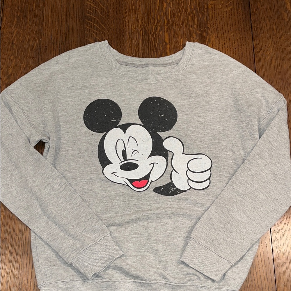 Disney Gray Sweatshirt with Mickey Mouse Graphic
